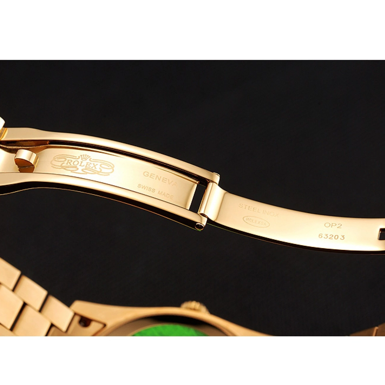 Aaa replica watch Dial Diamond Pave 1453958 Rolex Diamond Gold White Swiss Day-Date Bracelet 0527